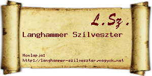 Langhammer Szilveszter névjegykártya